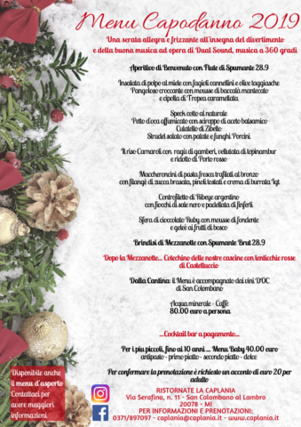 Menu Di Natale Pdf.Menu Natale E Capodanno 2019 Ristorante La Caplania